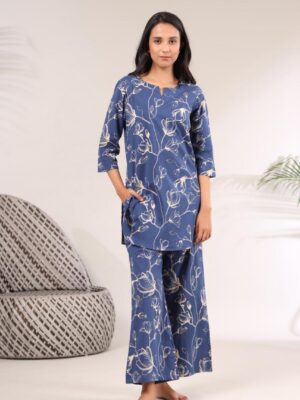 Co-Ord-Set-for-Women-blue-gril-print