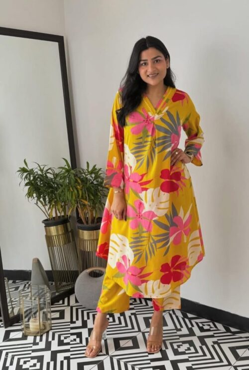 Vibrant-Yellow-Floral-Printed-Co-Ord-Set-for-Women-yellow