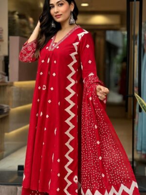 Bandhani Red Kurta Palazzo Set